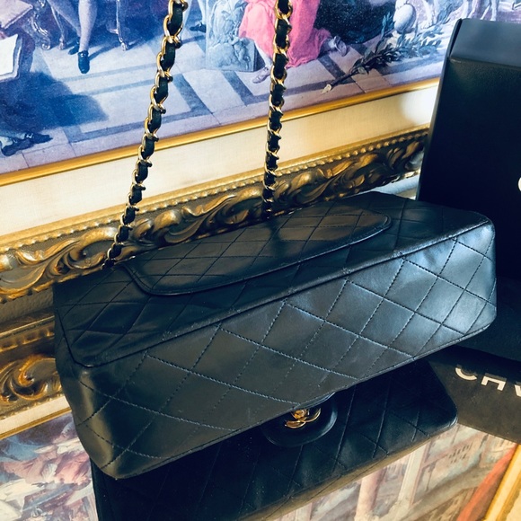 Chanel Medium 25 Double Flap Black with 24K Gold - Picture 11 of 15